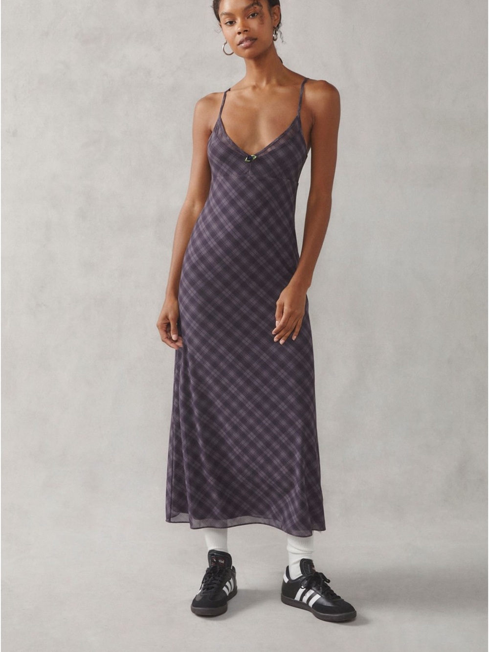 Kimchi Blue Ginnie Printed Mesh Midi 
Slip dress plaid urban outfitters medium